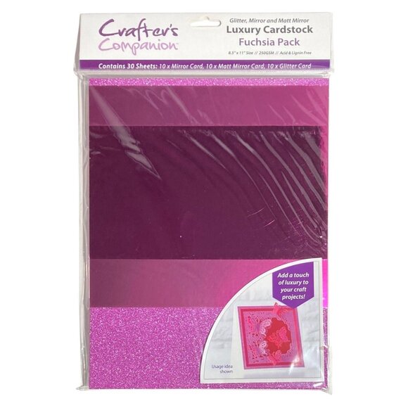 Crafters Companion Luxury Cardstock Fuchsia Pack Glitter Mirror Matt 30 Sheets - Picture 1 of 8
